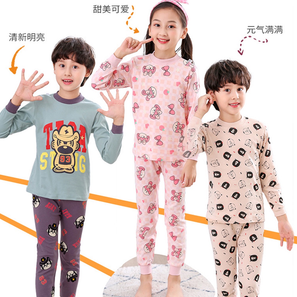 Hoạt Hình Bộ Đồ Ngủ 2 Món Bằng Vải cotton Tay Dài Dành Cho Bé Trai