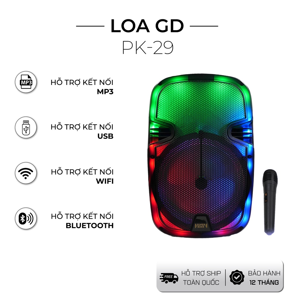 Loa Karaoke GEDI-G Kết Nối Bluetooth PK-29, Công suất 80W Âm Thanh Vòm Cực Chất, Bảo Hành 12 Tháng