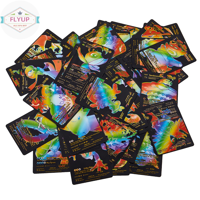 Hộp 55 Thẻ Bài pokemon Bằng Kim Loại Màu Vàng / Bạc vmax gx charizard