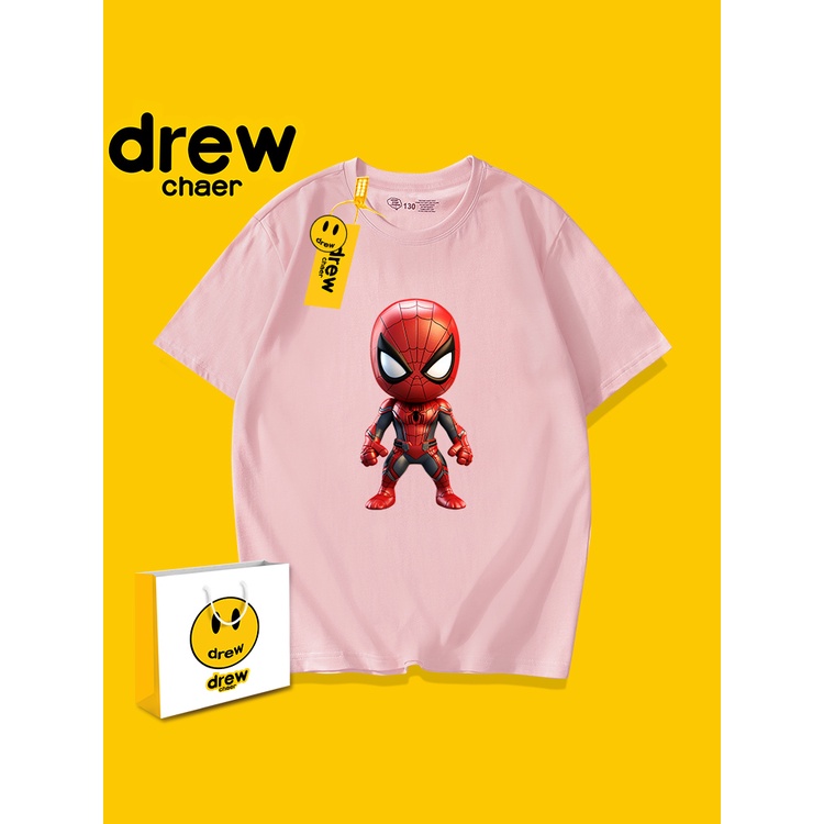 Áo Thun cotton Ngắn Tay In Hình Người Nhện marvel Thời Trang Mùa Hè