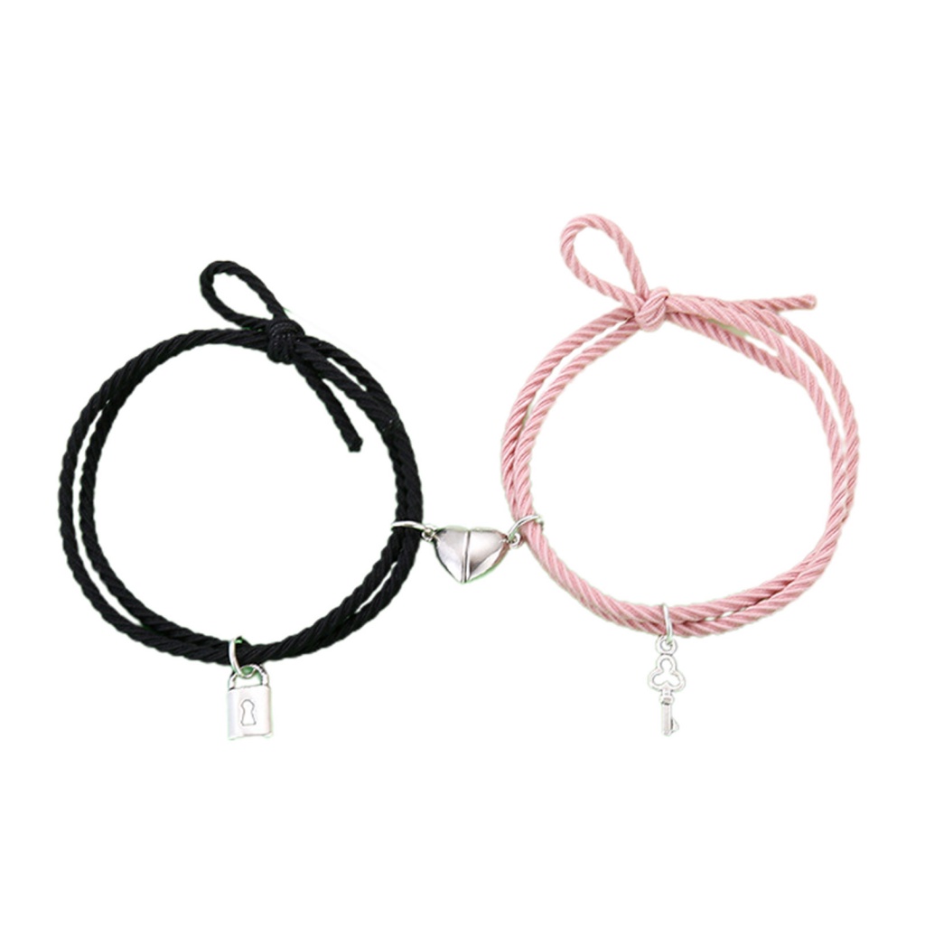 Ptm 1 Cặp Vòng Tay Dây Cao Su Khóa Nam Châm Hình Trái Tim Dễ Điều Chỉnh Thích Hợp Làm Quà Tặng Trang Sức Cho Cặp Đôi dai