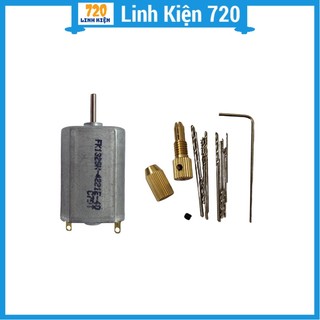 Combo máy khoan mini 5V Siêu Khỏe V1(  1 motor mini 132, 1 đầu kẹp 2015, mũi  khoan)