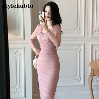 Đầm Lưới Cổ Vuông Thời Trang 70073 stylehubto