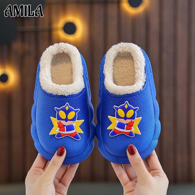 Amila Dép Len Đế Mềm Chống Trượt Chống Thấm Nước Giữ Ấm Mùa Đông Cho Bé 1-7 Tuổi