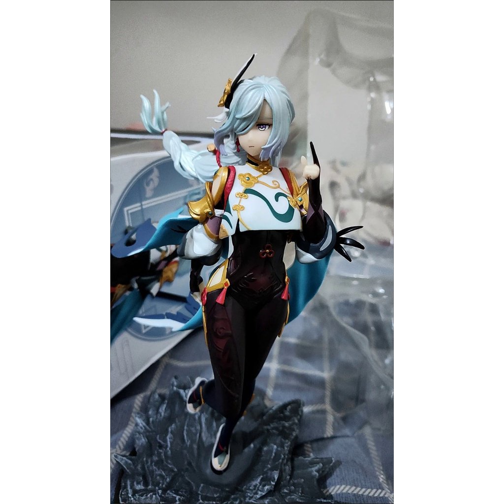 ★Genshin Impact★Liyue shenhe Quạt Hai Chiều Làm Mô Hình Búp Bê Trang Trí