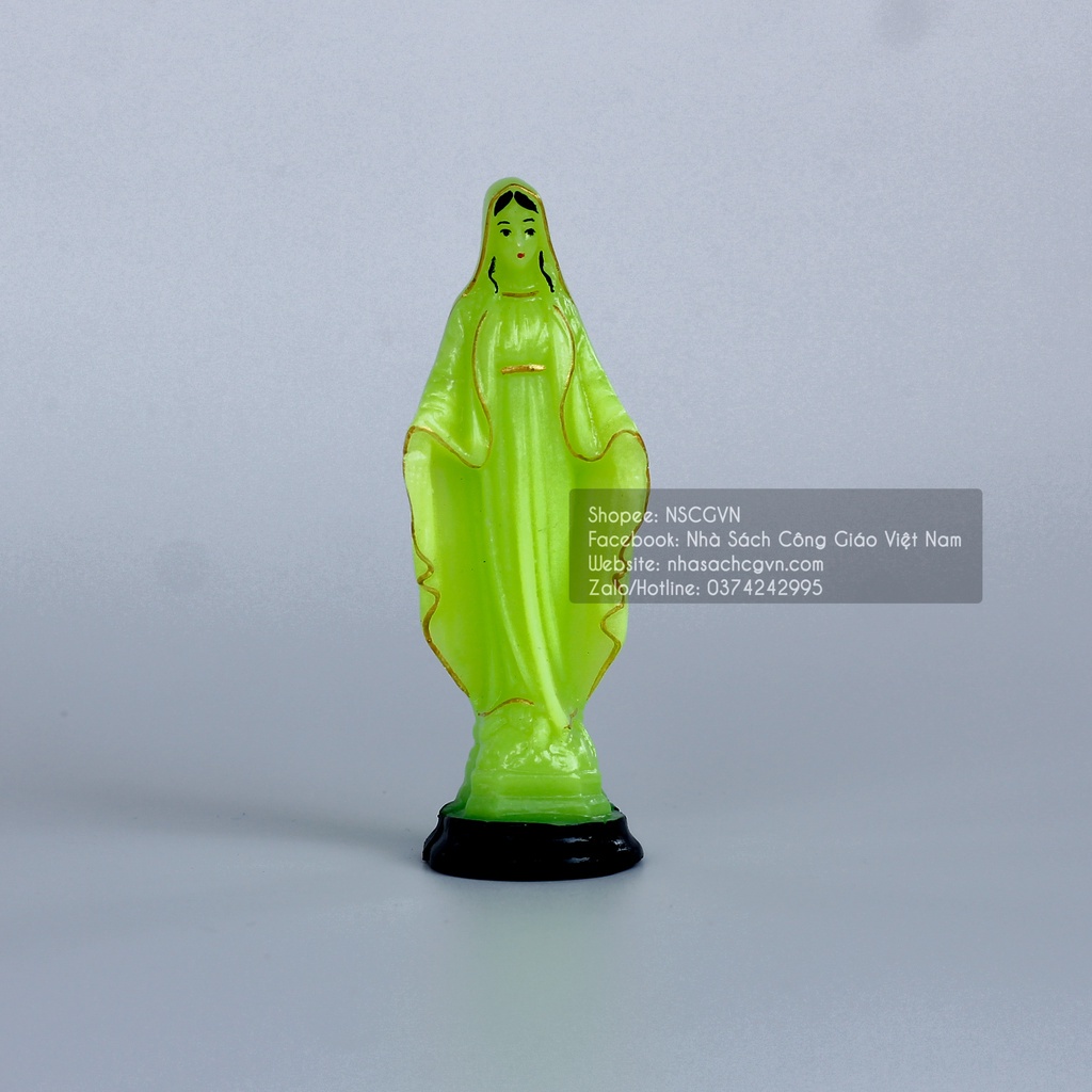 Tượng dạ quang Đức Mẹ Maria, Mẹ Ban Ơn 10cm để xe ô tô, để bàn N20-3  Công Giáo