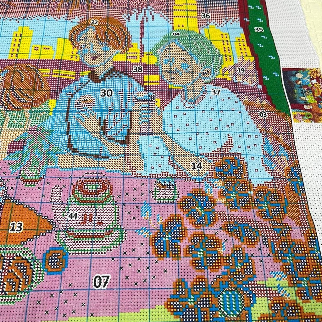 Tranh Thêu Chữ Thập Tết Sum Vầy Mẫu Mới ZYN002 Chưa Thêu