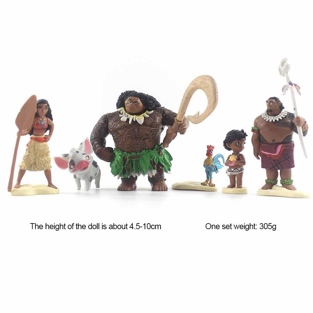 6pcs Ocean Odyssey figurines, Moana cake toppers, decorative toys, baking