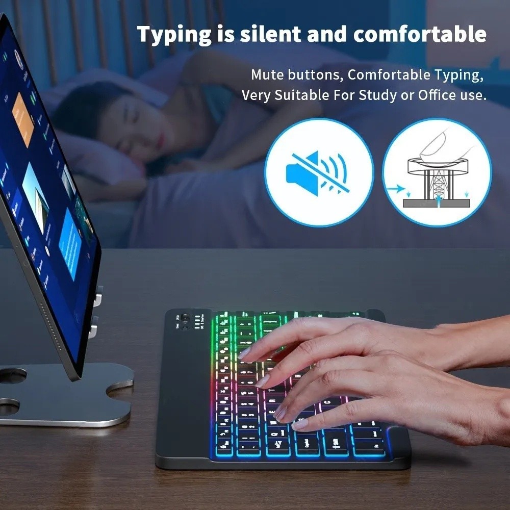 Bàn Phím Chuột Bluetooth Không Dây LED Được Sử Dụng Cho Máy Tính Bảng Điện Thoại Di Động, Một Loạt Các Đèn Đầy Màu Sắc