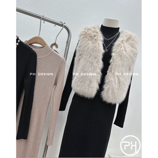  Áo bầu TIRA MAMA A787 Áo gile lông thỏ Áo gile cadigan lông mềm mịn sang chảnh áo khoác bầu 
