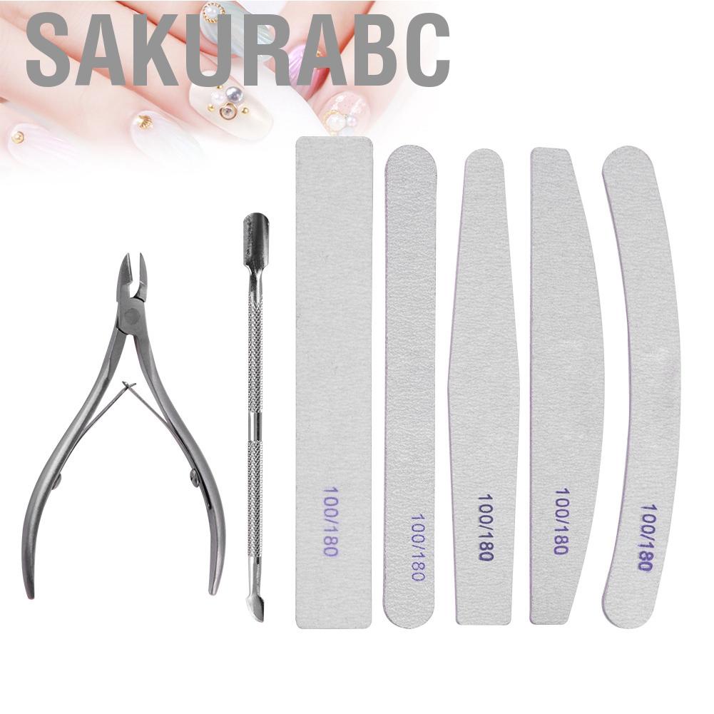 Sakurabc 8pcs Professional Nail Art Manicure Pedicure Tool Set Sanding