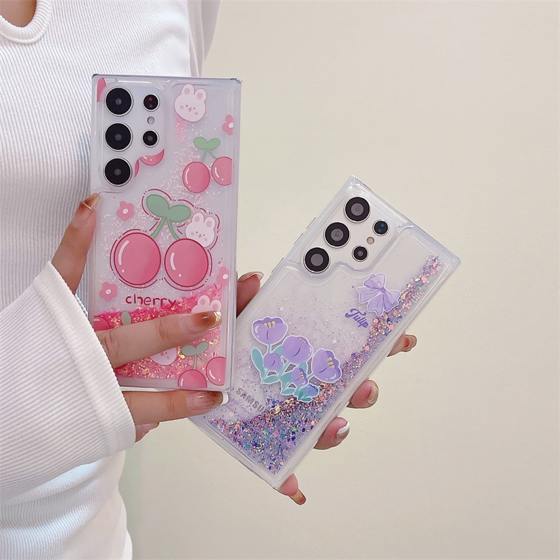 Bao Da Điện Thoại Phối Cát Chảy Hình Hoa tulip Cho samsung s23fe a14 a04s samsung s23 ultra galaxy s23 + s22 ultra s21fe note 20 ultra note 10 Ốp