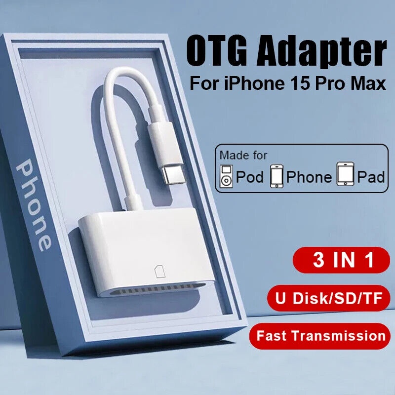 Đầu Đọc Thẻ Nhớ tf sd 3 Trong 1 Cho iphone 15 pro max