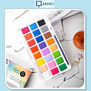 Màu nước dạng nén deli bộ 24 màu, Màu vẽ viên nén hạnh phúc kèm cọ vẽ