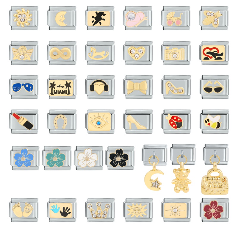 Hapiship Vòng Tay Hạnh Phúc Năm 2023 Bằng Thép Không Gỉ Đính Hoa Lấp Lánh Phong Cách Ý 9mm