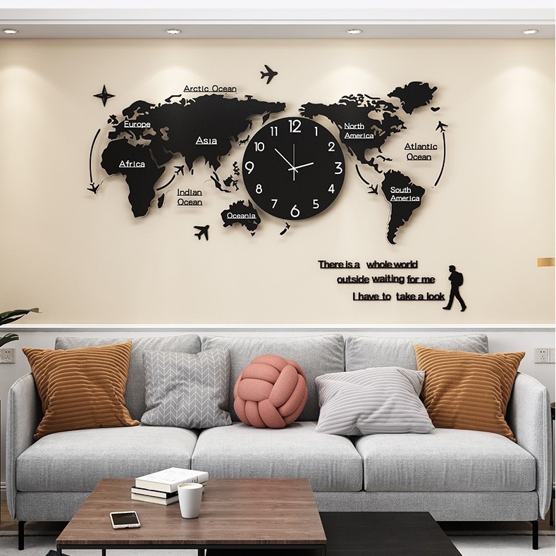Đồng hồ treo tường BĐ thế giới CL040-Sang Trọng-Kích thước:34x74 ,55x120 ,73x160