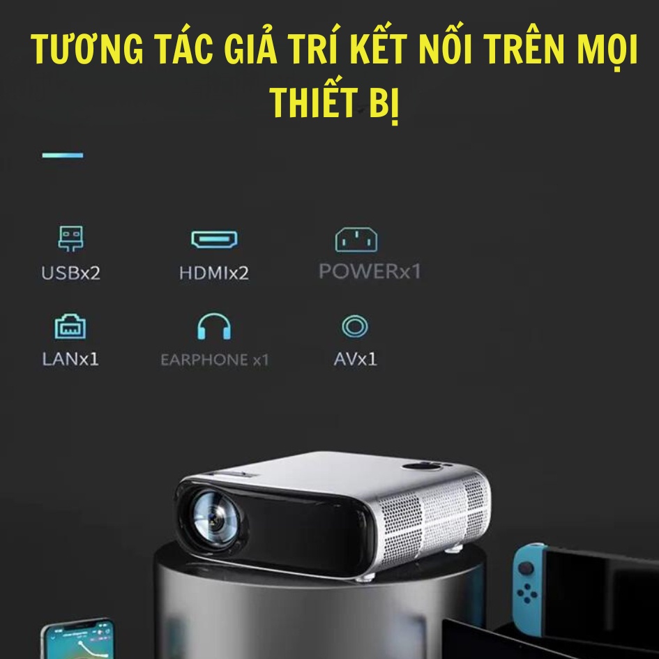 Máy Chiếu 4K Androi KAW XMAX10 Chiếu Siêu Nét, Xem Phim Giải Trí, Dạy Học, Văn Phòng, Đa Năng - Bảo hành chính hãng