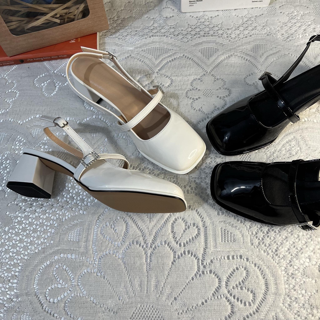 Giày cao gót mũi vuông bigsize tiểu thư cao 5 cm size 40-44