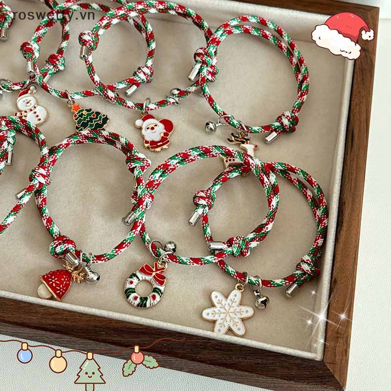 Roswetty Vòng Tay Dây Mặt Hình Ông Già Noel Tuần Lộc Chim Cánh Cụt Hoạt Hình Sáng Tạo Có Chuông Điều Chỉnh Được Cho Cặp Đôi vn
