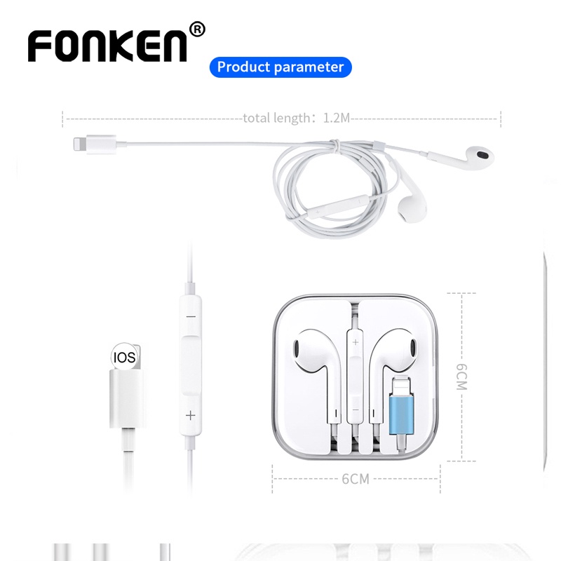 Fonken Tai Nghe Nhét Tai Jack 3.5Mm Có Micro Âm Thanh stereo Sống Động Cho samsung huawei ip