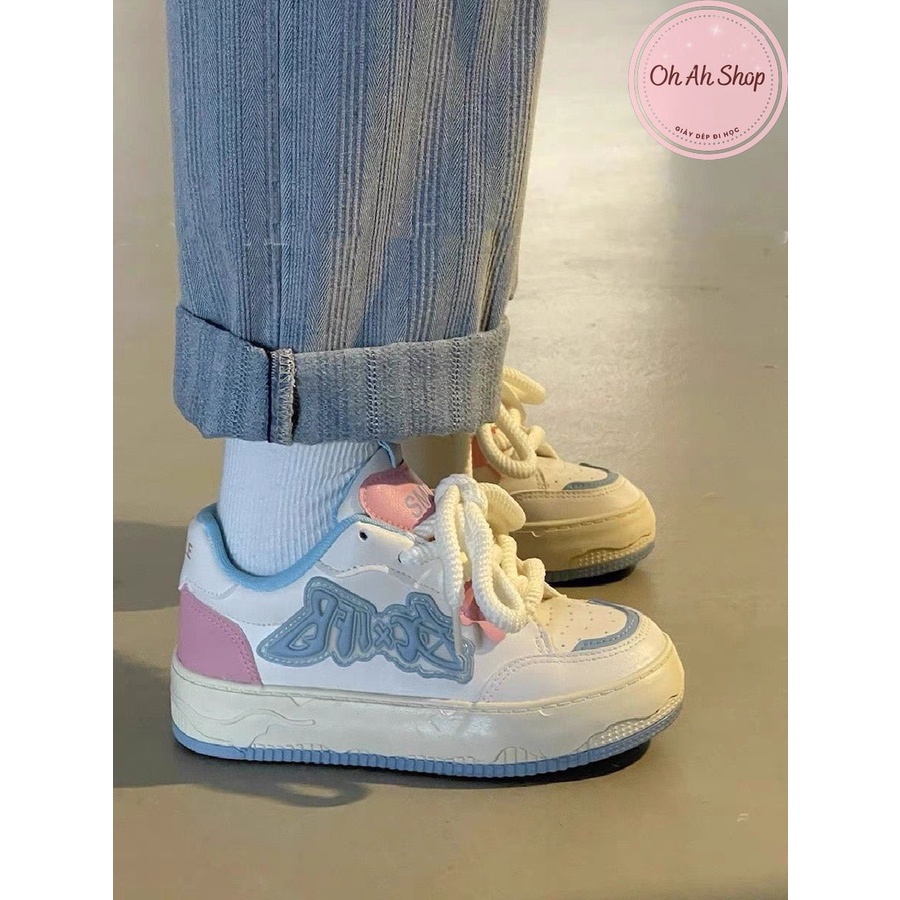 🍓  Giày Dây Thừng Màu Xanh Hồng Link 2 Mũi Tròn Đi Học Giày Da Hàng Loại 1  ohahshopgiaydep