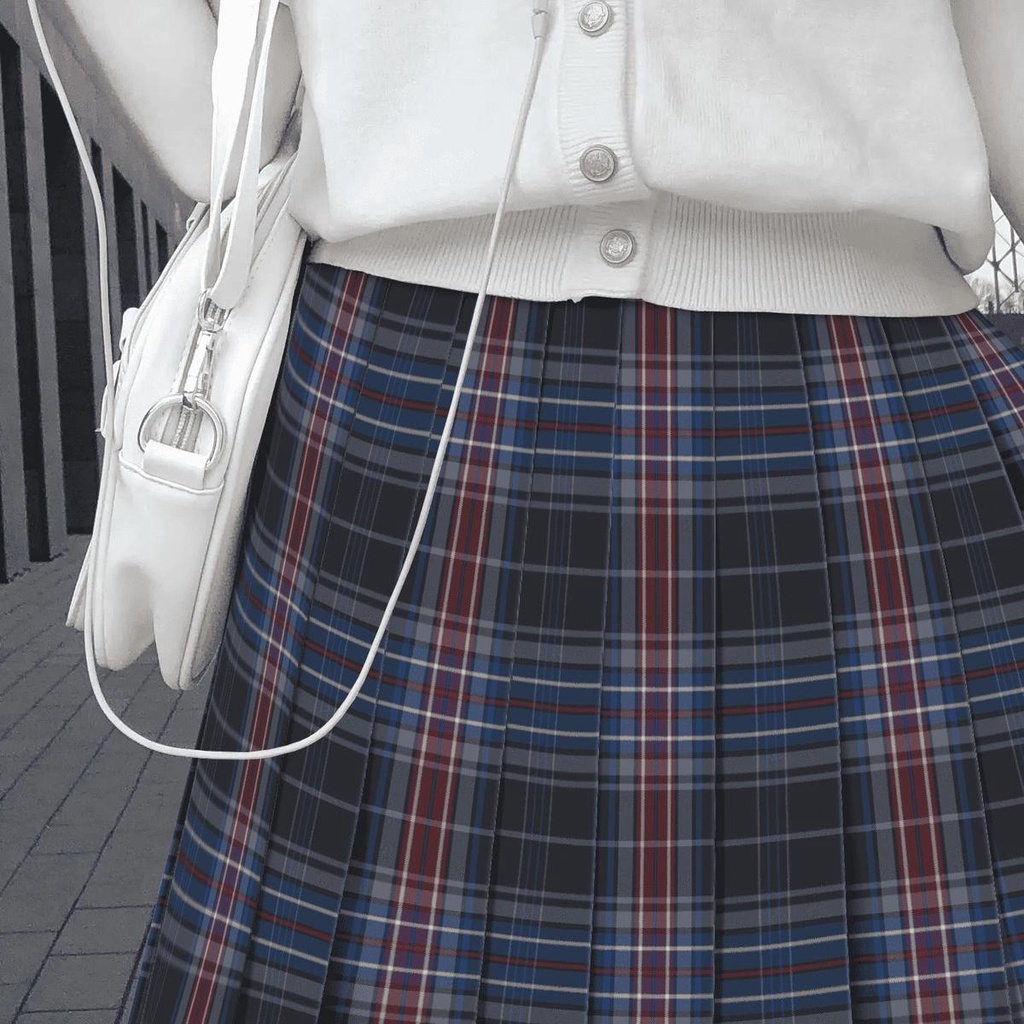 Chân Váy Chữ a Lưng Cao Họa Tiết Sọc Caro Thời Trang Cho Học Sinh