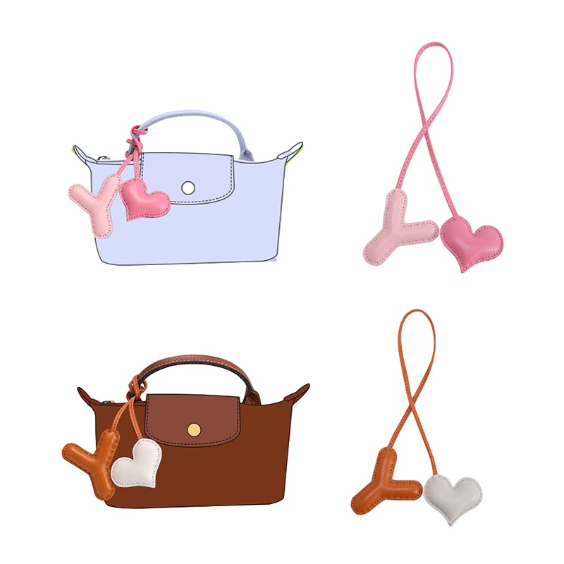 LONGCHAMP (Everso) Móc Khóa Hình Trái Tim Cho Túi Xách Da Cừu