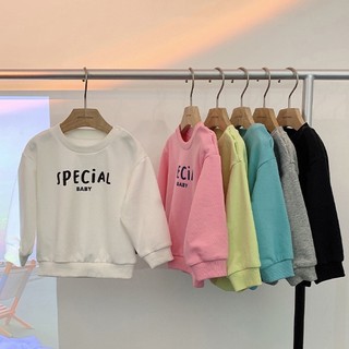 Áo sweater LJMOFA cotton tay dài cổ tròn in chữ thời trang thường ngày cho bé trai bé gái 7 tuổi