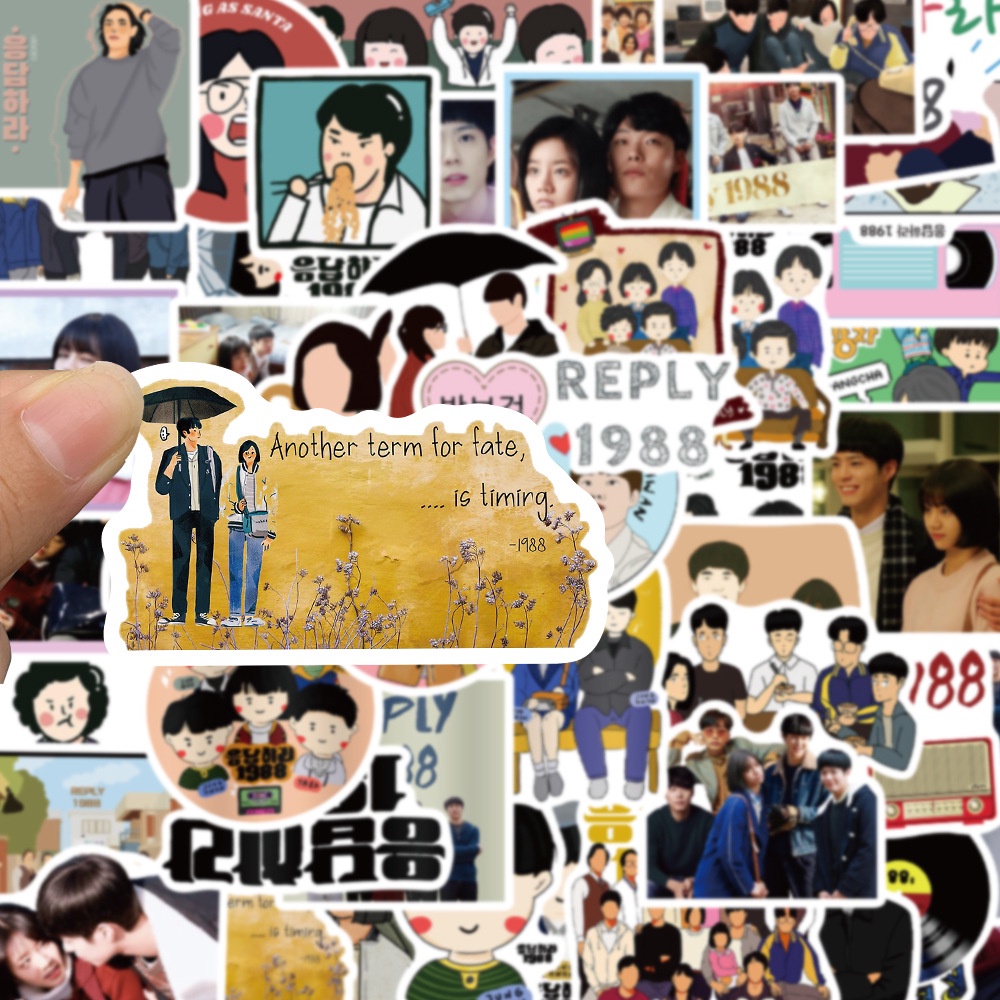 Bộ 50 Miếng Dán Trang Trí Mũ Bảo Hiểm / Bút Chì Chống Thấm Nước Họa Tiết graffiti Duraglossworld 1988 8