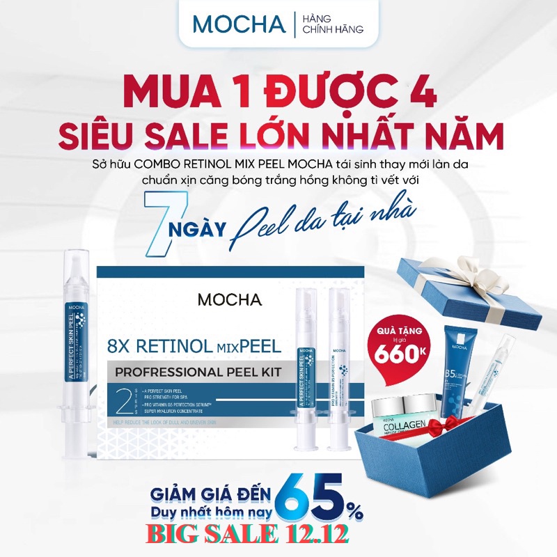 (Chính hãng) Retinol Mix Peel Mocha Peel da siêu vi tảo mua 1 tặng 3