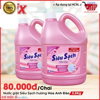 Combo 2 can nước giặt lix siêu sạch hương hoa anh đào