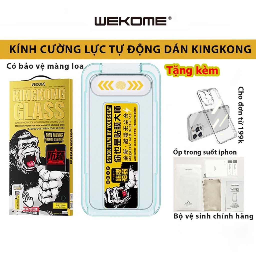  Kính Cường lực KingKong WEKOME khung tự dán cho dòng iphone hiện nay mới nhất hiện nay