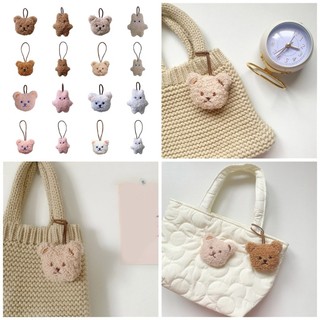 Biển Dễ Thương Sang Trọng Gấu Miếng Dán Mặt Dây Chuyền Móc Khóa Hoạt Hình Động Vật Nhồi Bông Búp Bê Móc Khóa Cho Bé Gái Chống Mất Thẻ Tên Charm Ba