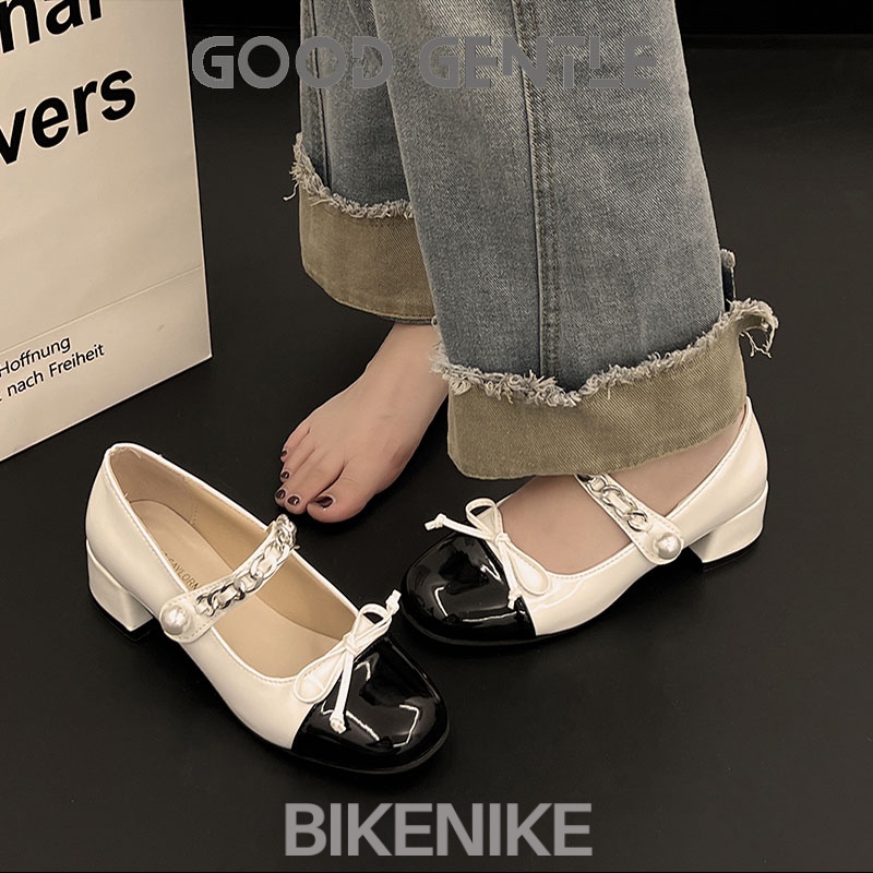 BIKENIKE Giày búp bê giày nữ 2023 NEW Mùa hè Vintage England phong cách thiết lập Mary Jane đơn giày23073137