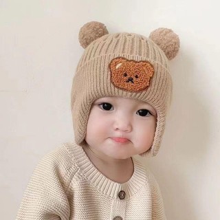Mũ bảo vệ tai trẻ em mùa thu đông Mũ nhung trẻ em mới Mũ dệt kim Mũ bé Mũ dễ thương cho bé