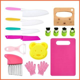 Bộ 15 món dao + găng tay + thớt + thớt cắt đồ chơi giáo dục cho bé