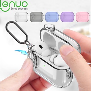 Lenuo Vỏ Bảo Vệ Hộp Sạc Tai Nghe airpods 4 anc pro2 3 2 1 Airpod pro Trong Suốt Chống Sốc Màu macaron Dễ Thương Kèm Móc Khóa