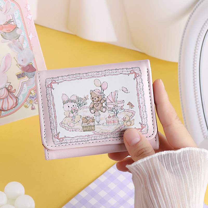 Siêu Dễ Thương Ví Đựng Thẻ Đa Năng Khóa Nam Châm Dòng Hoạt Hình Thỏ Gấu Chính Hãng Chống Khử Từ Khi Đi Dã Ngoại