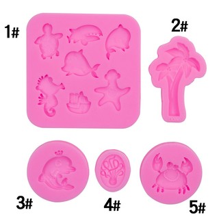 Khuôn silicone làm bánh hình cá mập / sao biển / rùa / bạch tuộc / động vật biển