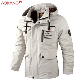 Aokang áo khoác parka có mũ trùm trơn màu thời trang thu đông nhật bản dành cho nam