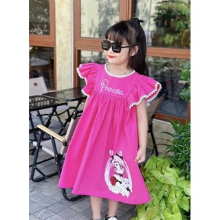Váy hồng phối ren bèo tay ZUNkids