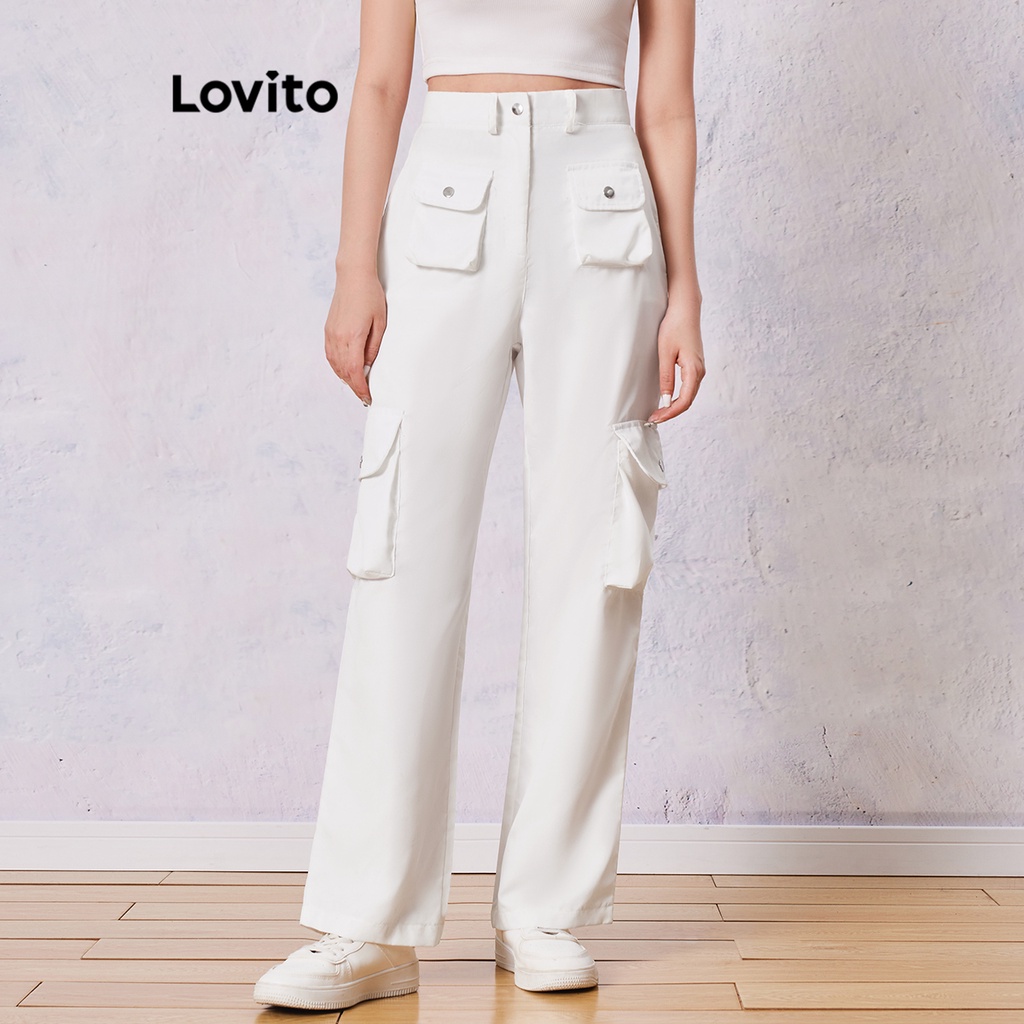 Quần Lovito phối túi màu trơn thường ngày cho nữ LNE27269