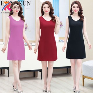 Đầm Lụa Dáng Rộng Không Tay Cỡ Lớn Thời Trang Cho Nữ
