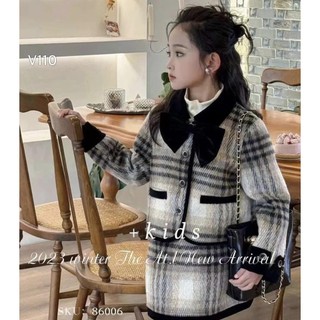 Set dạ kẻ 2 màu siêu xinh cho bé