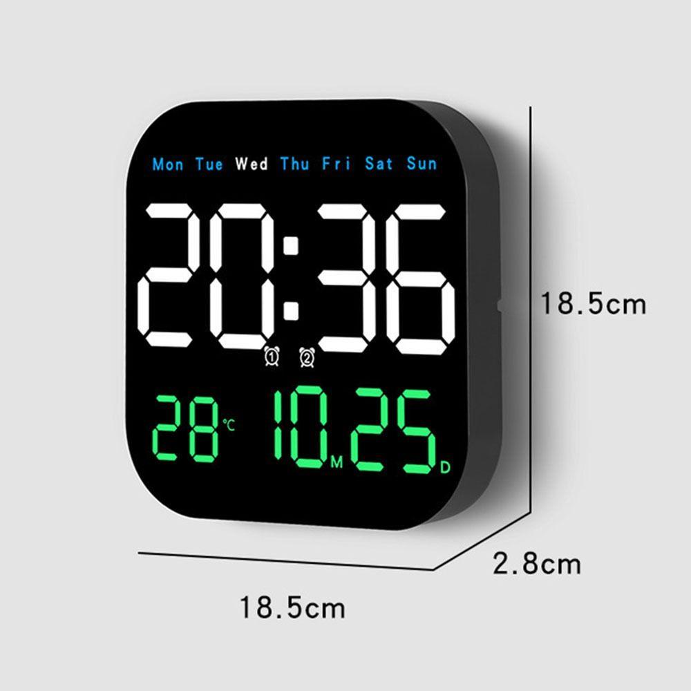 RUFF RUFF COUTURE   Đồng hồ treo tường điện tử , Đồng hồ LED kỹ thuật số đa chức năng treo tường, Đồng hồ bàn hiển thị ngày điều khiển bằng giọng nói tại nhà cho phòng ngủ