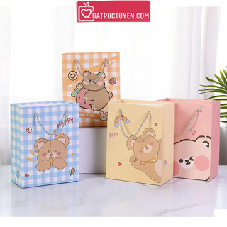 Túi giấy đựng quà  dễ thương hình Gấu béo quai lụa, túi quà tặng giá rẻ tặng sinh nhật, bạn bè, bạn gái