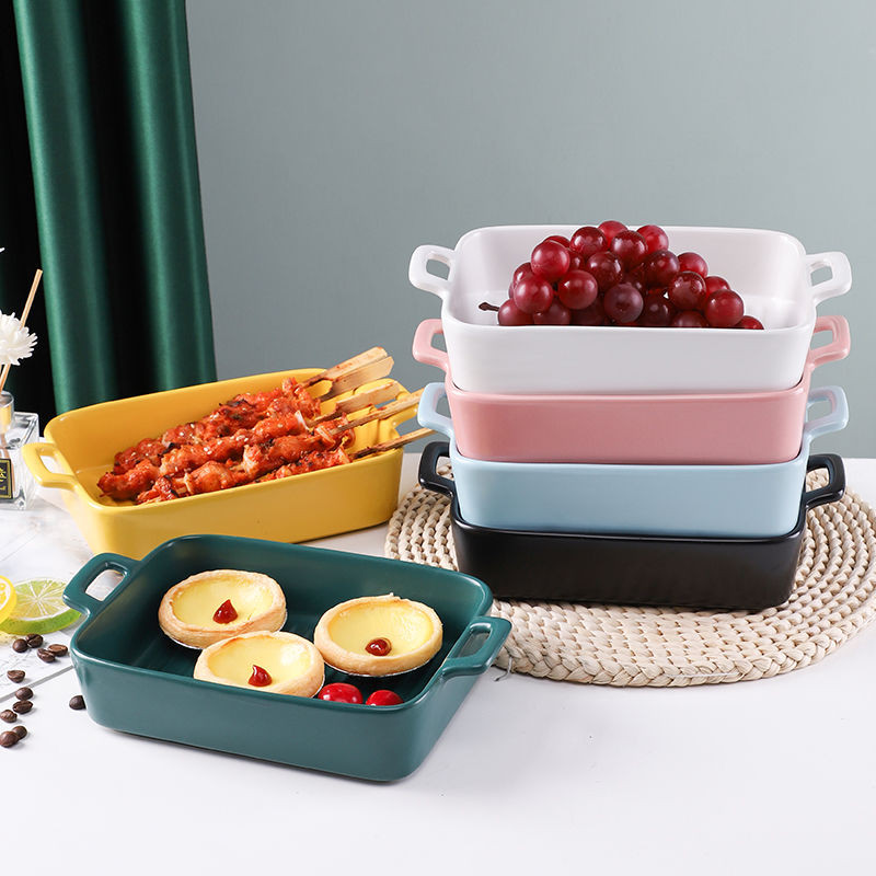 Nordic Fruit Plate Fruit Plate Household Ceramic Binaural Baking Pan Oven Creative Snacks Baking Pla