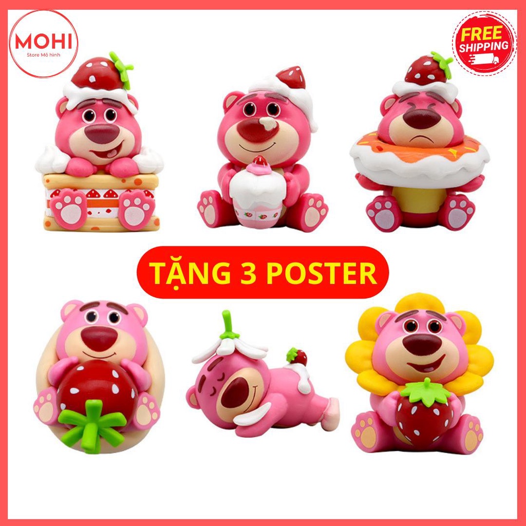 Mô hình Gấu Dâu- Combo 6 kiểu dáng Gấu Dâu cực cute, dễ thương- Nobox