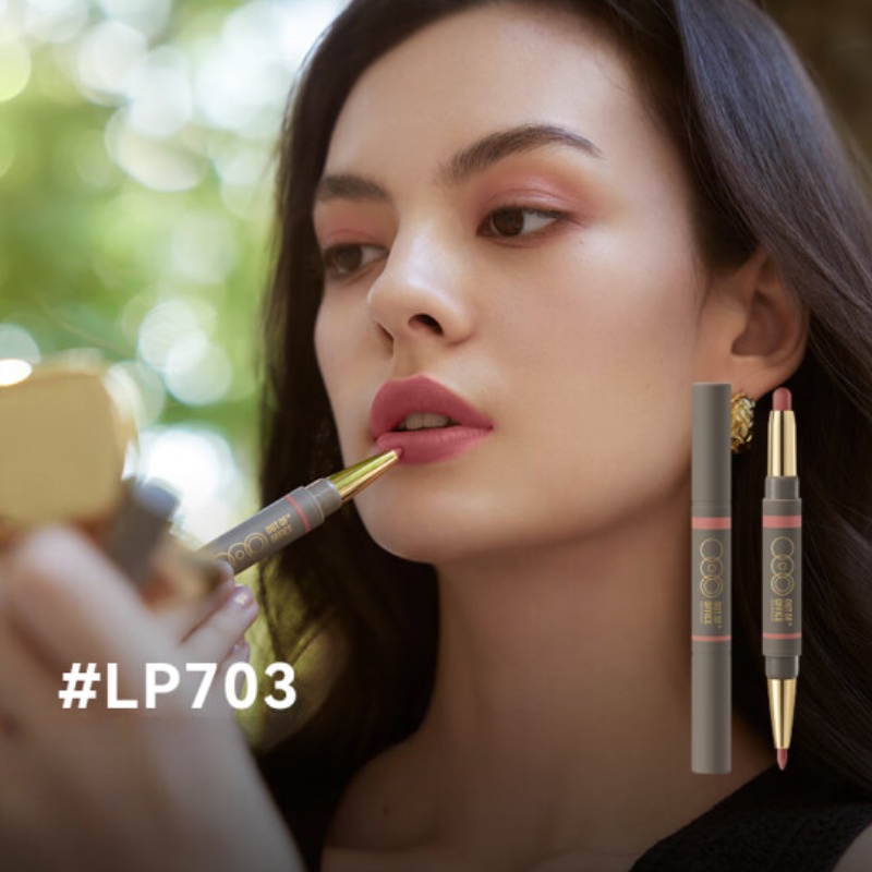 OUTOFOFFICE Son Môi Hai Đầu Kèm Chì Kẻ Viền Môi Hiệu Ứng Lì Không Thấm Nước Làm Trắng Da one Piece