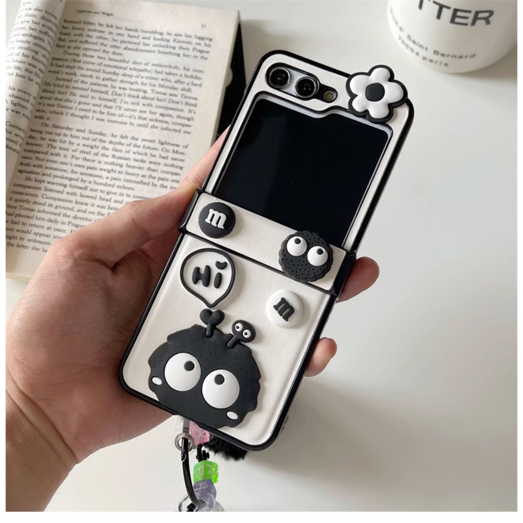 Bao Da Điện Thoại Màu Trắng Thiết Kế Đặc Biệt 3 Trong 1 Có Mặt Dây Cho samsung galaxy z flip 5 4 3 z flip5 zflip5 flip4 flip3 zflip4 zflip3